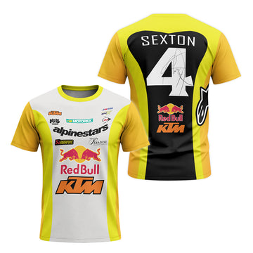 Chase Sexton 4 Red Bull KTM Yellow White Factory Short Sleeve Motocross Jersey - front and back view