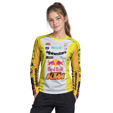 Chase Sexton 4 Red Bull KTM Yellow White Factory Youth Long Sleeve Motocross Jersey – Girl Lifestyle View