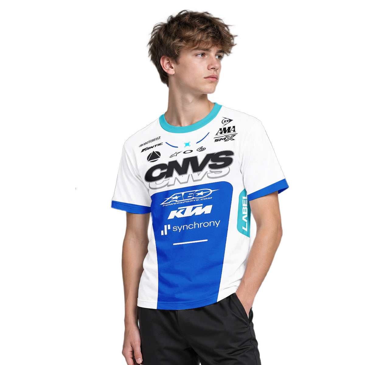 CNVS KTM 53 White Blue Factory Racing Youth Short Sleeve Motocross Jersey – Boy Lifestyle View