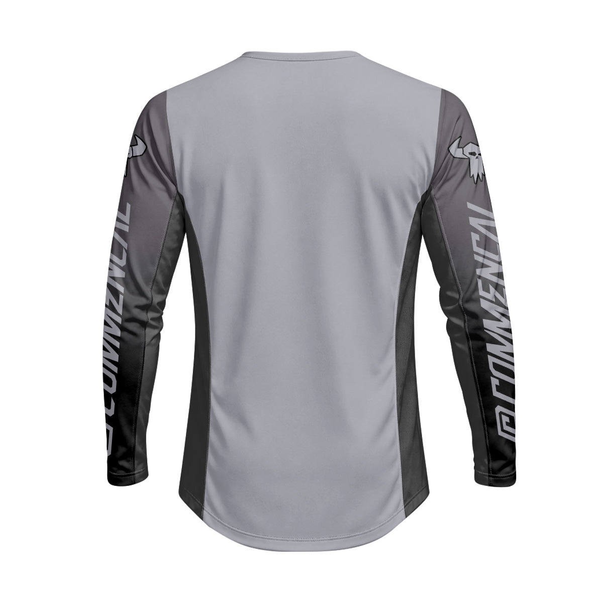 Commencal MTB Forge Gray Black Heavyweight Long Sleeve Mountain Bike Jersey – Back View Mockup