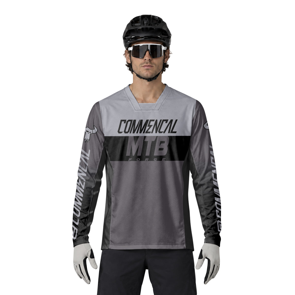 Commencal MTB Forge Gray Black Heavyweight Long Sleeve Mountain Bike Jersey – Lifestyle View