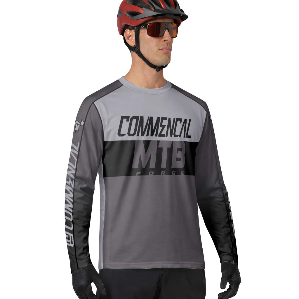 Commencal MTB Forge Gray Black Long Sleeve Mountain Bike Jersey – Lifestyle View