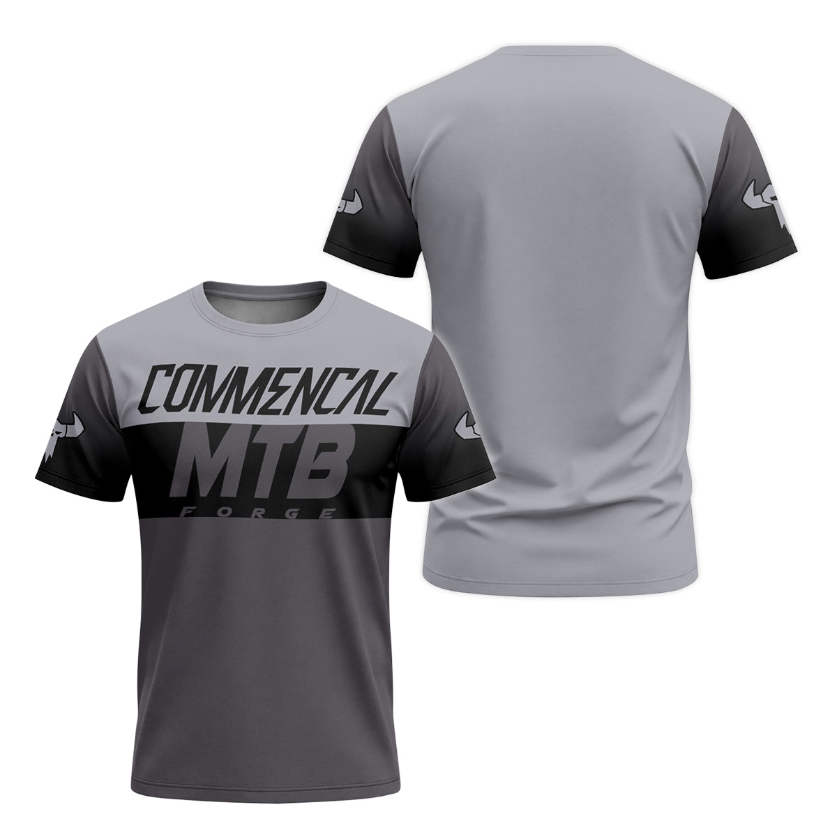Commencal MTB Forge Gray Black Short Sleeve Mountain Bike Jersey – Front and Back View