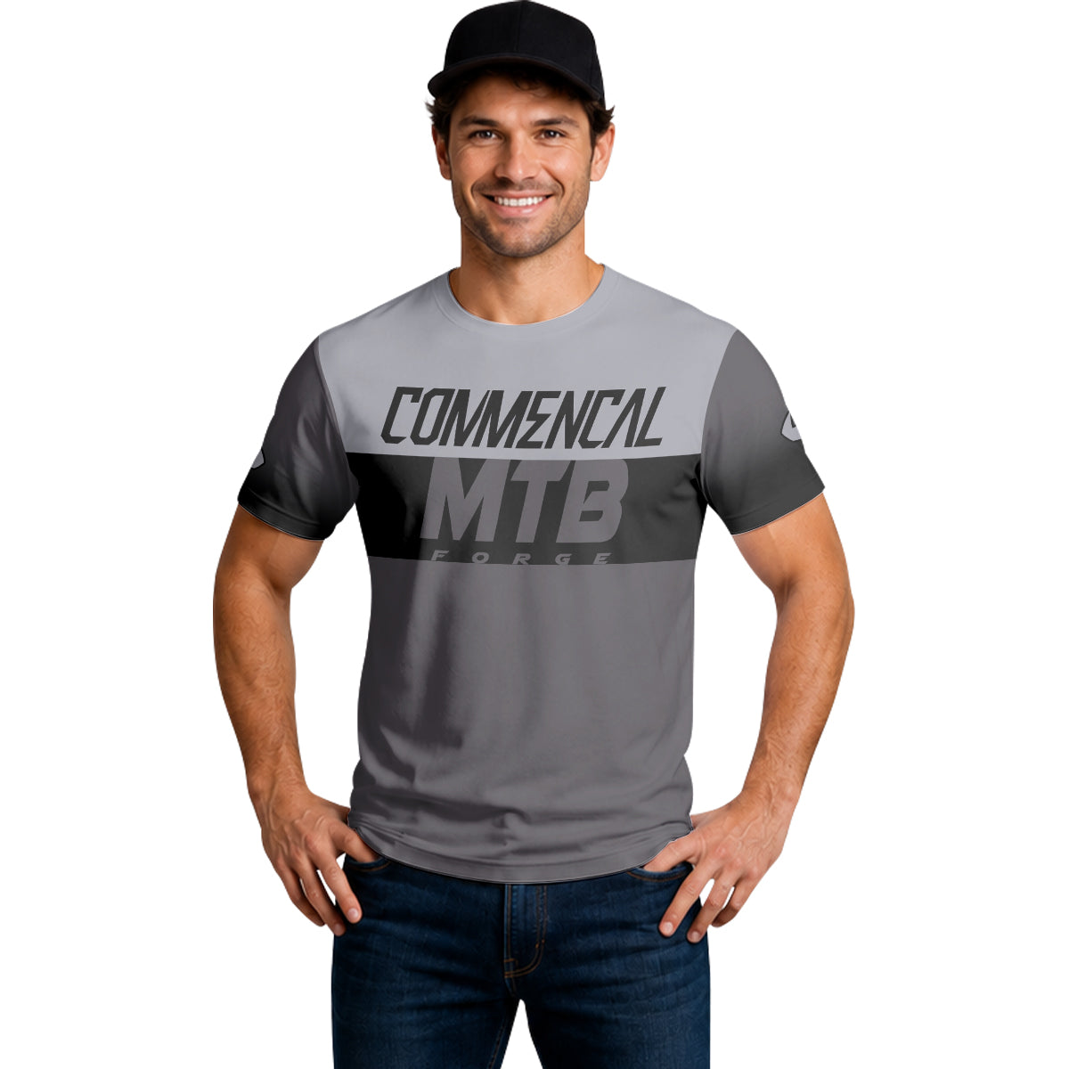 Commencal MTB Forge Gray Black Short Sleeve Mountain Bike Jersey – Lifestyle View