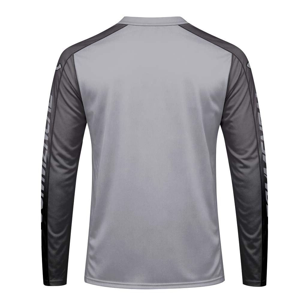 Commencal MTB Forge Gray Black Youth Long Sleeve Mountain Bike Jersey – Back View Mockup