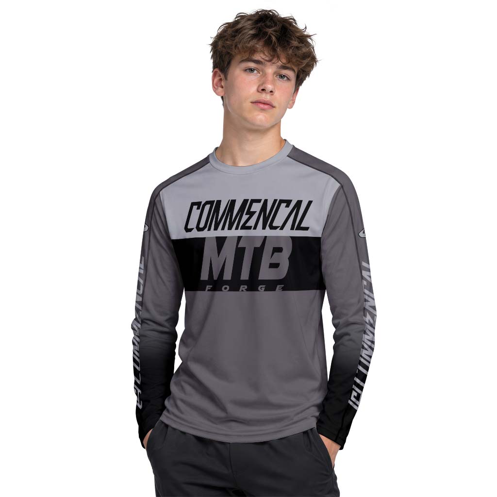 Commencal MTB Forge Gray Black Youth Long Sleeve Mountain Bike Jersey – Boy Lifestyle View