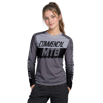 Commencal MTB Forge Gray Black Youth Long Sleeve Mountain Bike Jersey – Girl Lifestyle View