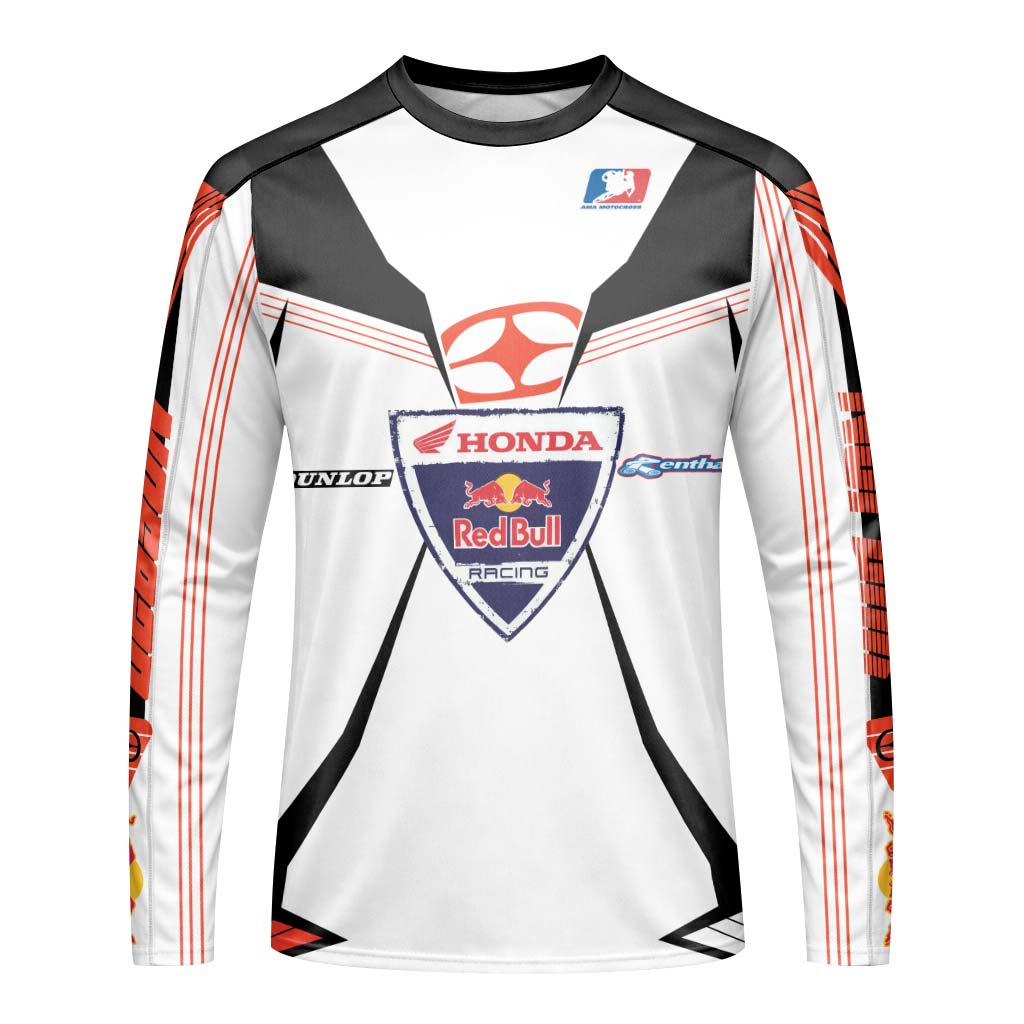 Davi Millsaps #118 Red Bull Honda Black White Long Sleeve Motocross Jersey – Front View Mockup