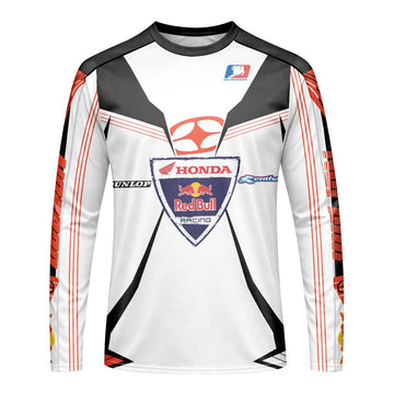 Davi Millsaps #118 Red Bull Honda Black White Long Sleeve Motocross Jersey – Front View Mockup
