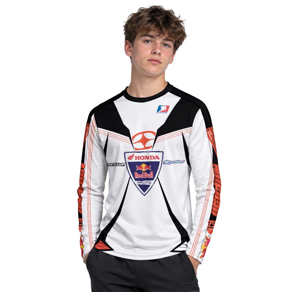Davi Millsaps #118 Red Bull Honda Black White Youth Long Sleeve Motocross Jersey – Boy Lifestyle View
