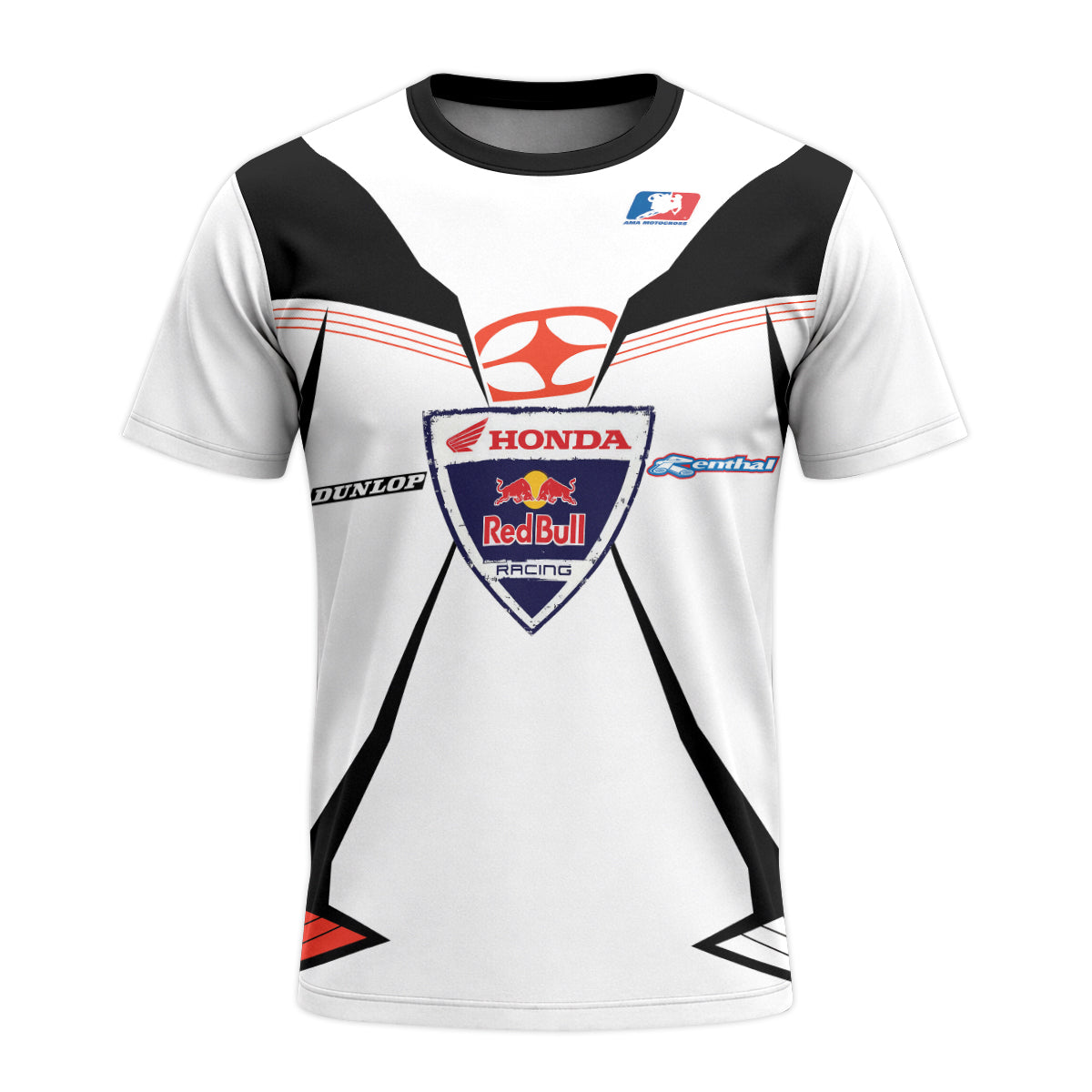 Davi Millsaps #118 Red Bull Honda Black White Youth Short Sleeve Motocross Jersey – Front View Mockup