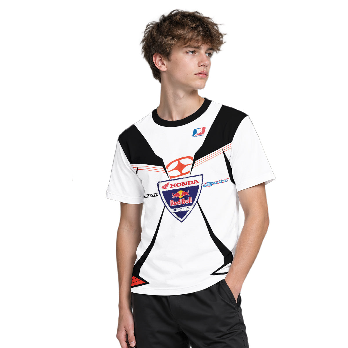 Davi Millsaps #118 Red Bull Honda Black White Youth Short Sleeve Motocross Jersey – Boy Lifestyle View