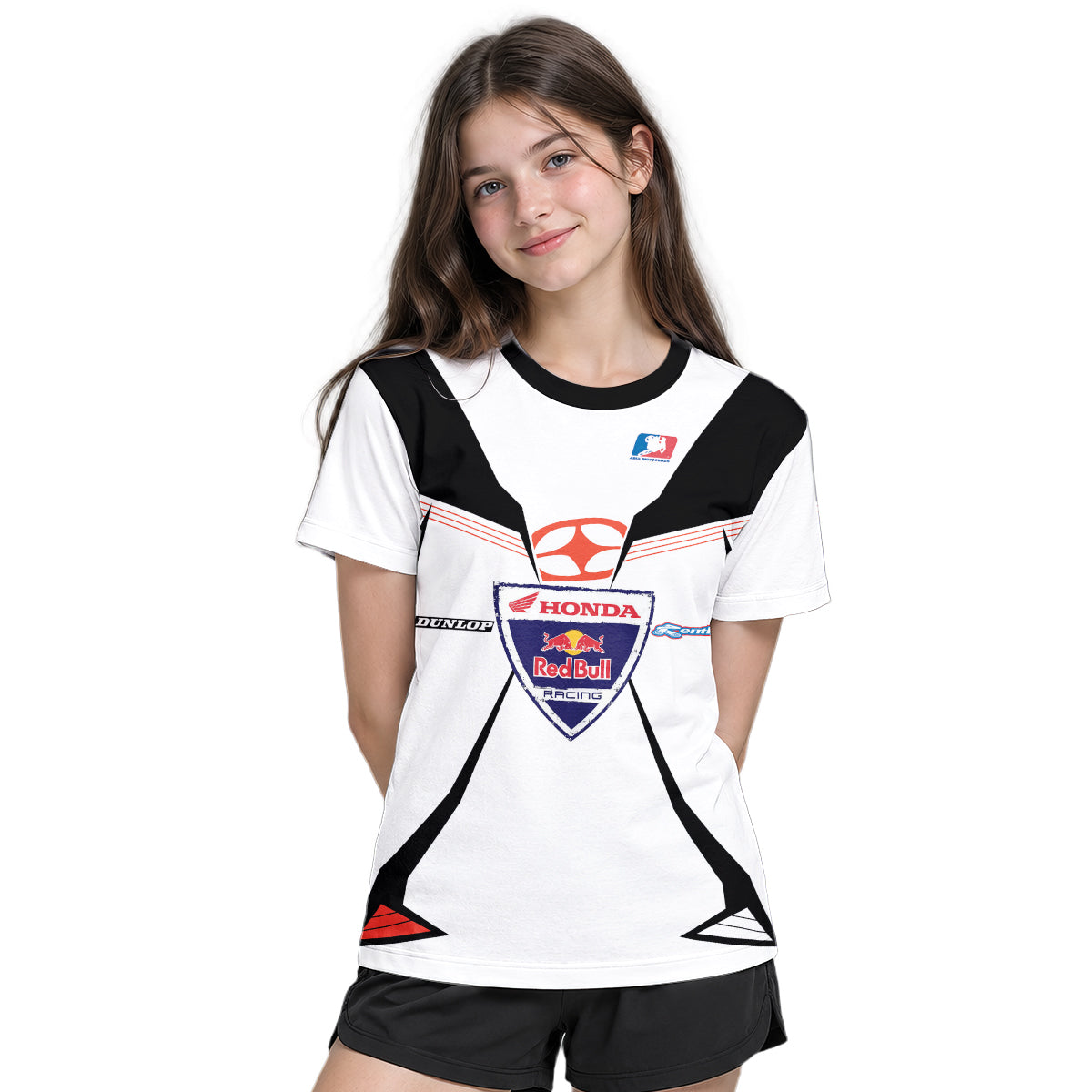 Davi Millsaps #118 Red Bull Honda Black White Youth Short Sleeve Motocross Jersey – Girl Lifestyle View