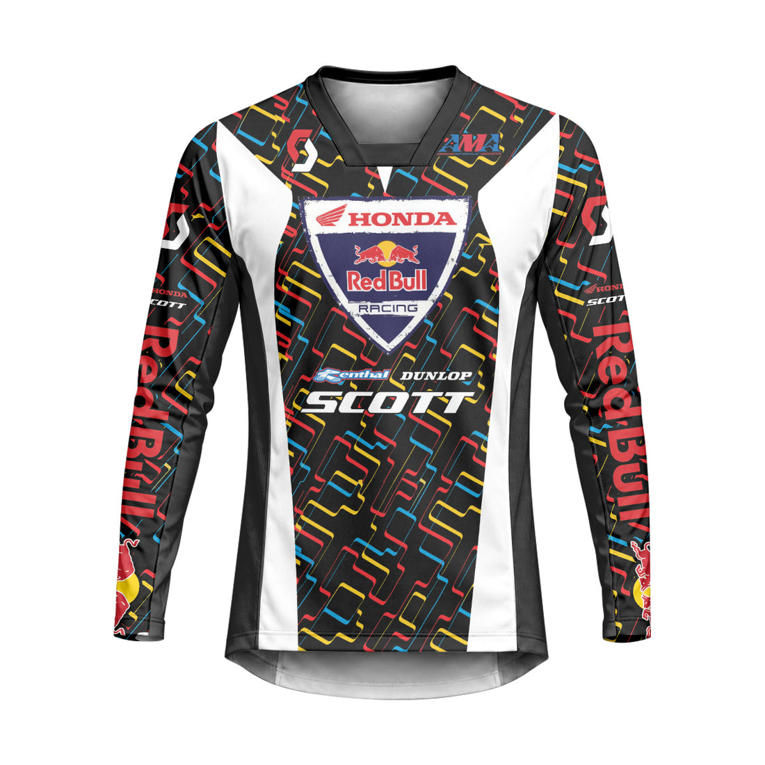 Davi Millsaps #18 Red Bull Honda Scott Heavyweight Long Sleeve Motocross Jersey – Front View Mockup