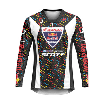 Davi Millsaps #18 Red Bull Honda Scott Heavyweight Long Sleeve Motocross Jersey – Front View Mockup