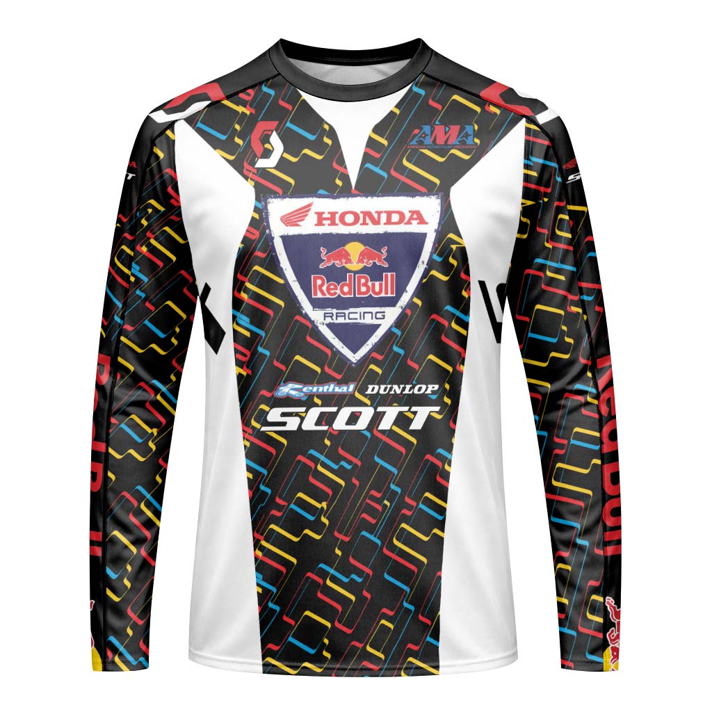 Davi Millsaps #18 Red Bull Honda Scott Long Sleeve Motocross Jersey – Front View Mockup