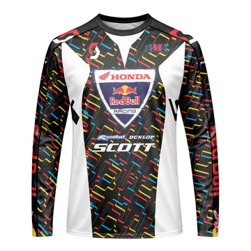 Davi Millsaps #18 Red Bull Honda Scott Long Sleeve Motocross Jersey – Front View Mockup