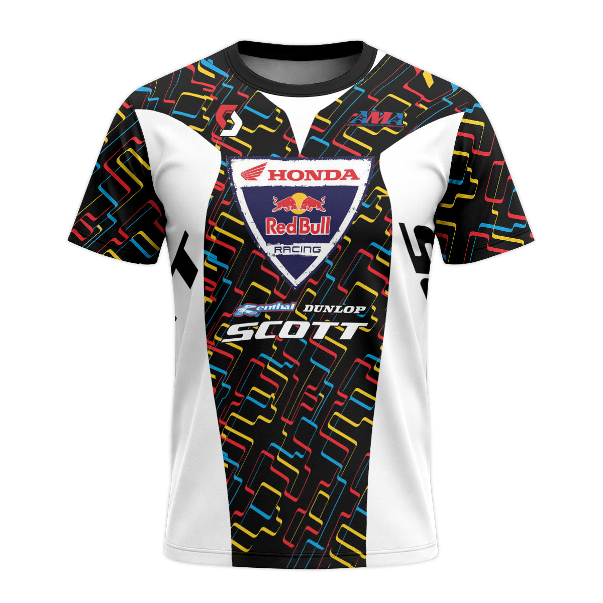 Davi Millsaps #18 Red Bull Honda Scott Short Sleeve Motocross Jersey – Front View Mockup