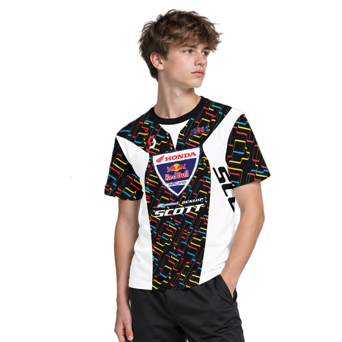 Davi Millsaps #18 Red Bull Honda Scott Youth Short Sleeve Motocross Jersey – Boy Lifestyle View