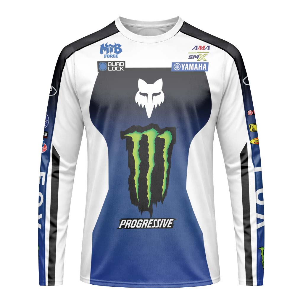 Deegan 1W Monster Energy Yamaha Progressive Long Sleeve Motocross Jersey - front view mockup