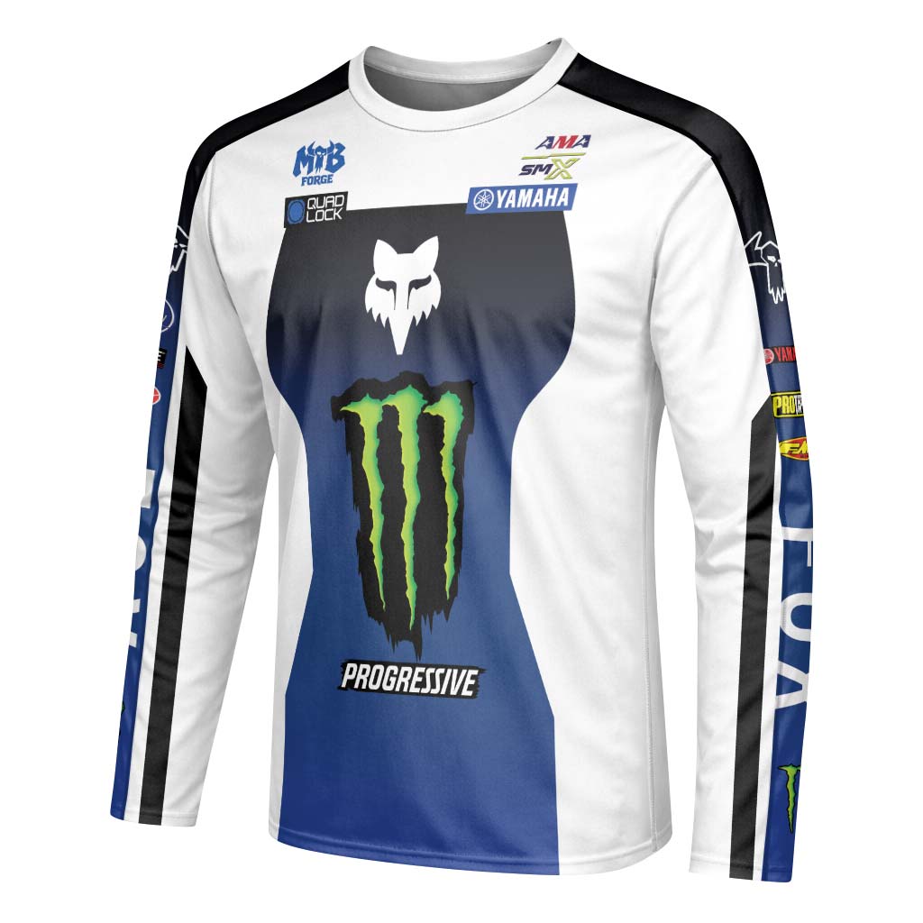 Deegan 1W Monster Energy Yamaha Progressive Long Sleeve Motocross Jersey - left side mockup