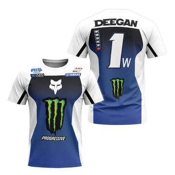 Deegan 1W Monster Energy Yamaha Progressive Short Sleeve Motocross Jersey - front and back view