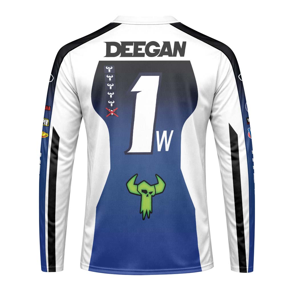 Deegan 1W Yamaha Progressive Long Sleeve Motocross Jersey – Back View Mockup