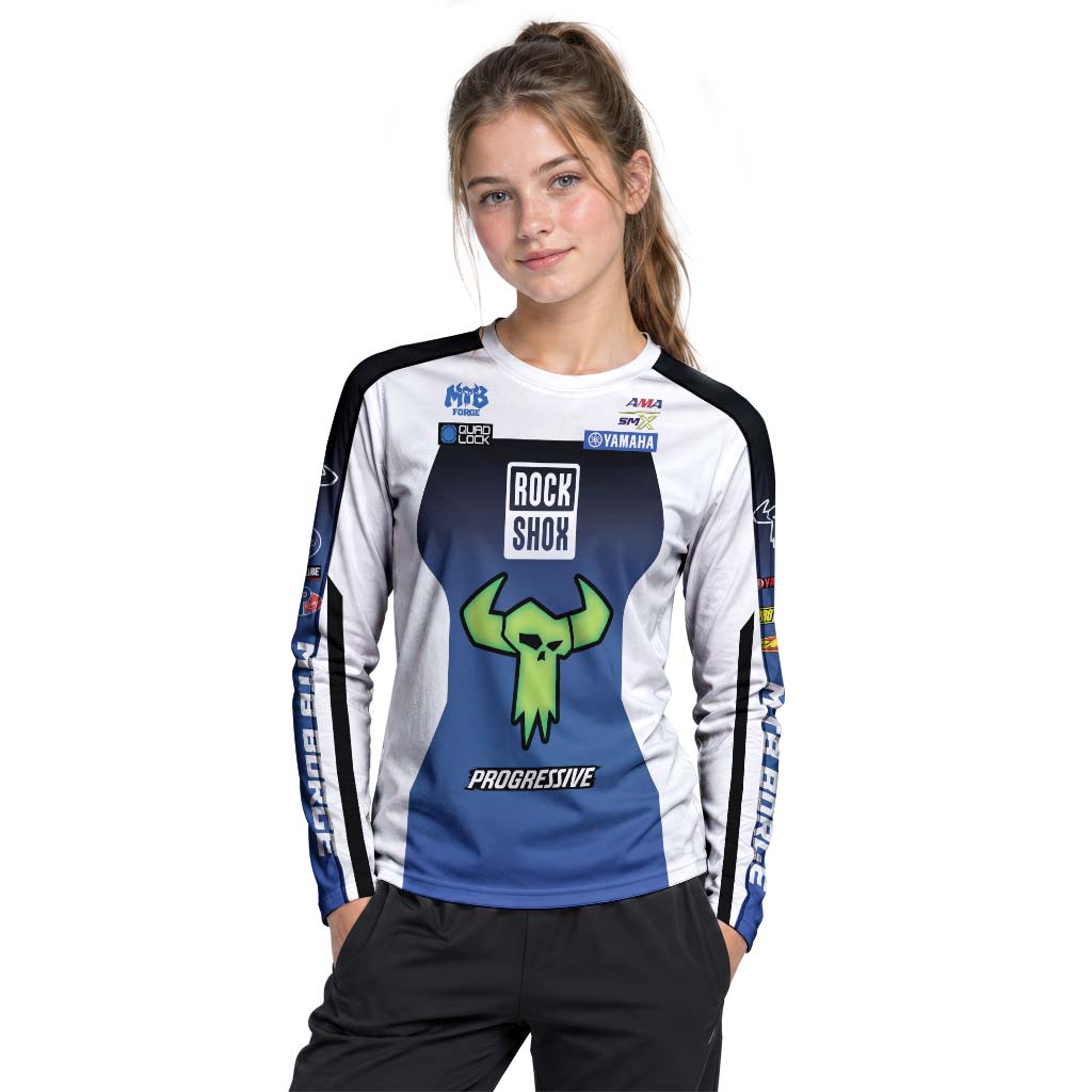 Deegan 1W Yamaha Progressive Youth Long Sleeve Motocross Jersey – Girl Lifestyle View
