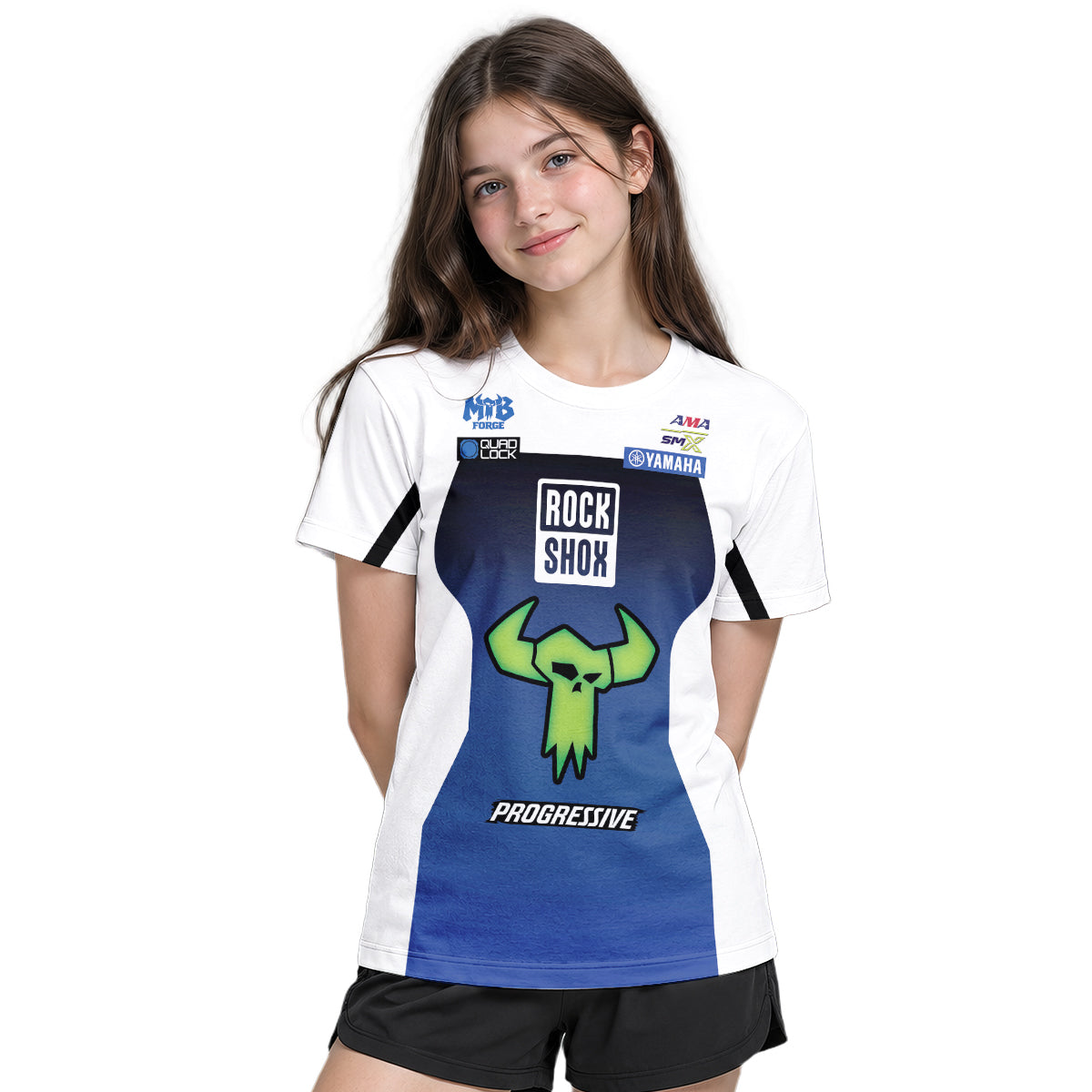 Deegan 1W Yamaha Progressive Youth Short Sleeve Motocross Jersey – Girl Lifestyle View