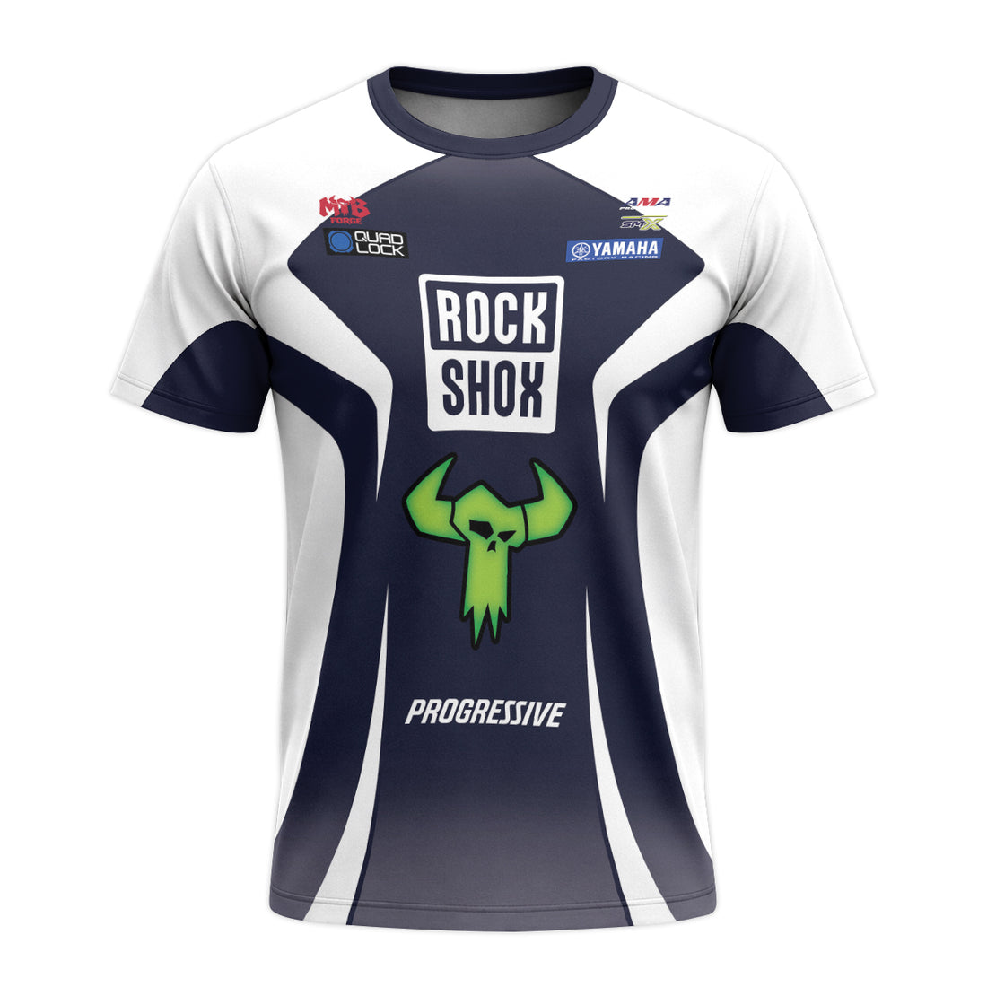 Deegan 1W Yamaha White Navy Short Sleeve Motocross Jersey – Front and Back View
