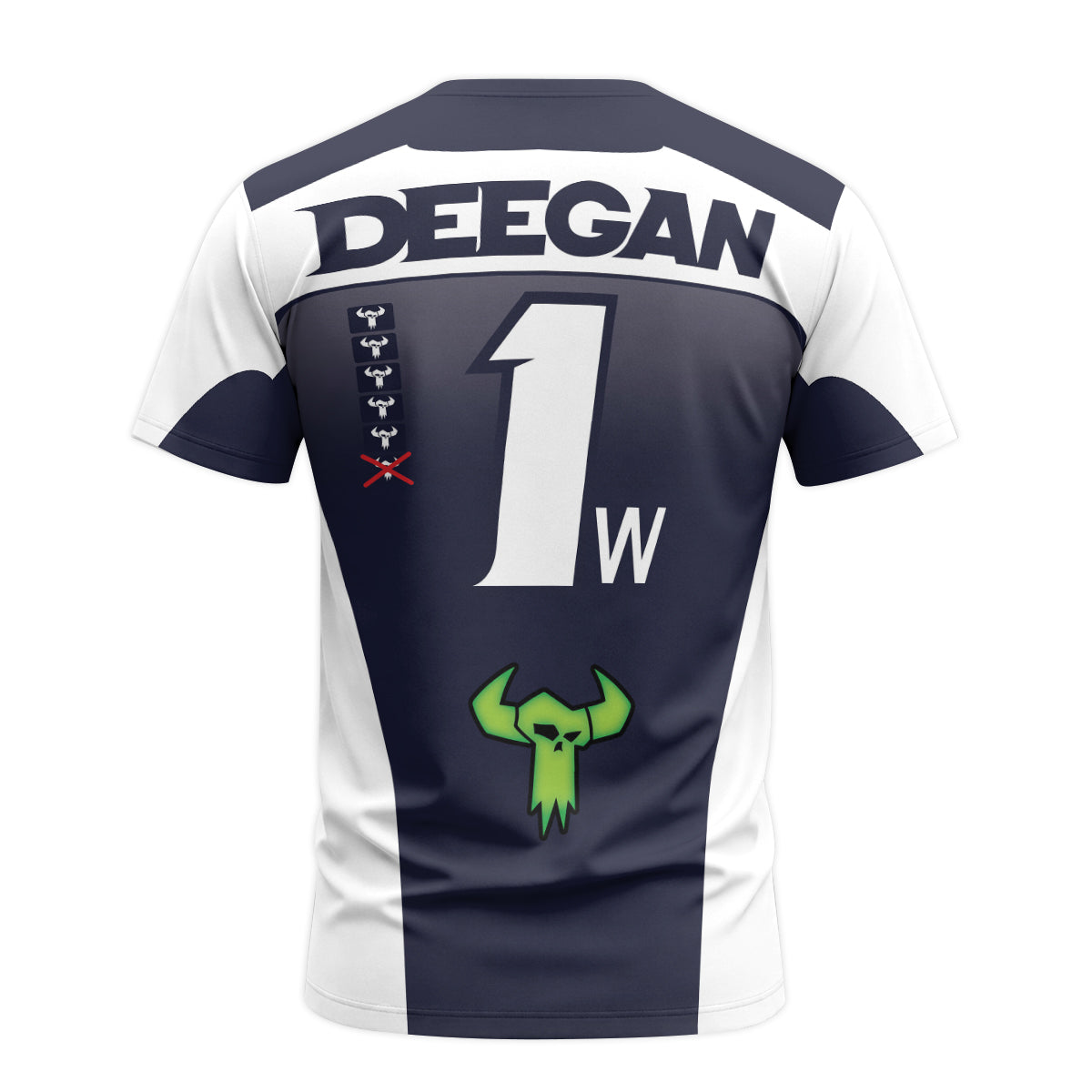 Deegan 1W Yamaha White Navy Short Sleeve Motocross Jersey – Back View Mockup