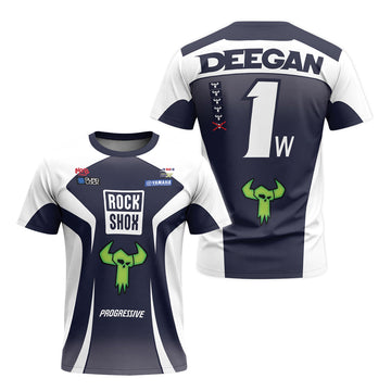 Deegan 1W Yamaha White Navy Short Sleeve Motocross Jersey – Front and Back View