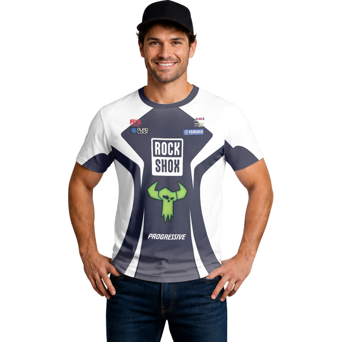 Deegan 1W Yamaha White Navy Short Sleeve Motocross Jersey – Lifestyle View