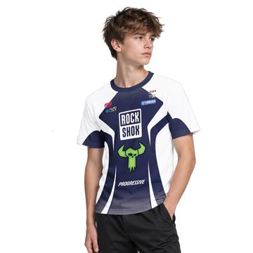 Deegan 1W Yamaha White Navy Youth Short Sleeve Motocross Jersey – Boy Lifestyle View