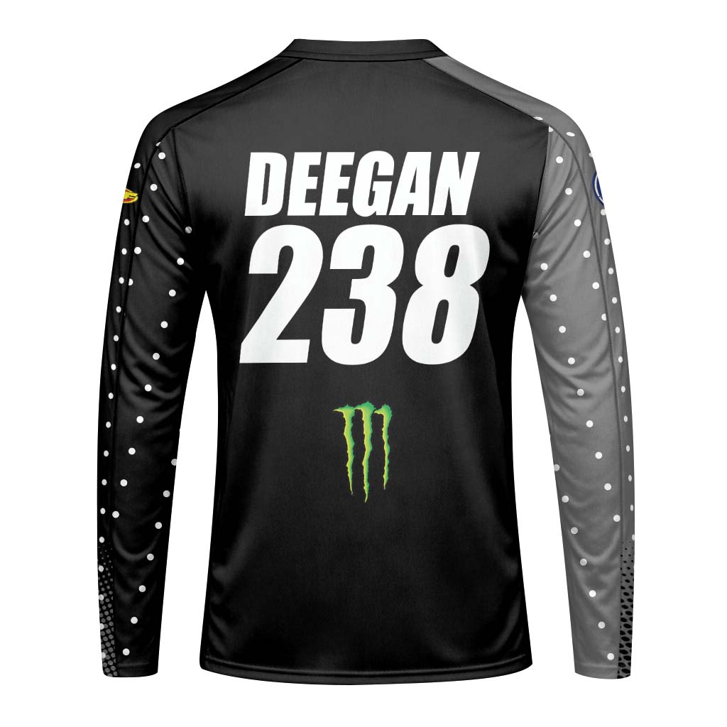 Deegan 238 Monster Energy Yamaha Black Gray Long Sleeve Motocross Jersey - back view mockup