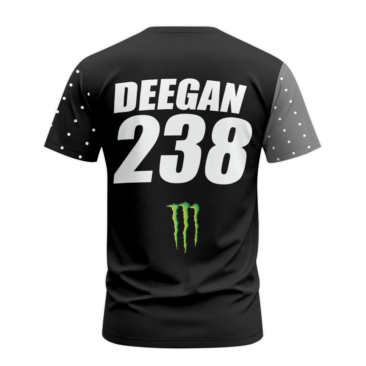 Deegan 238 Monster Energy Yamaha Black Gray Short Sleeve Motocross Jersey - back view mockup