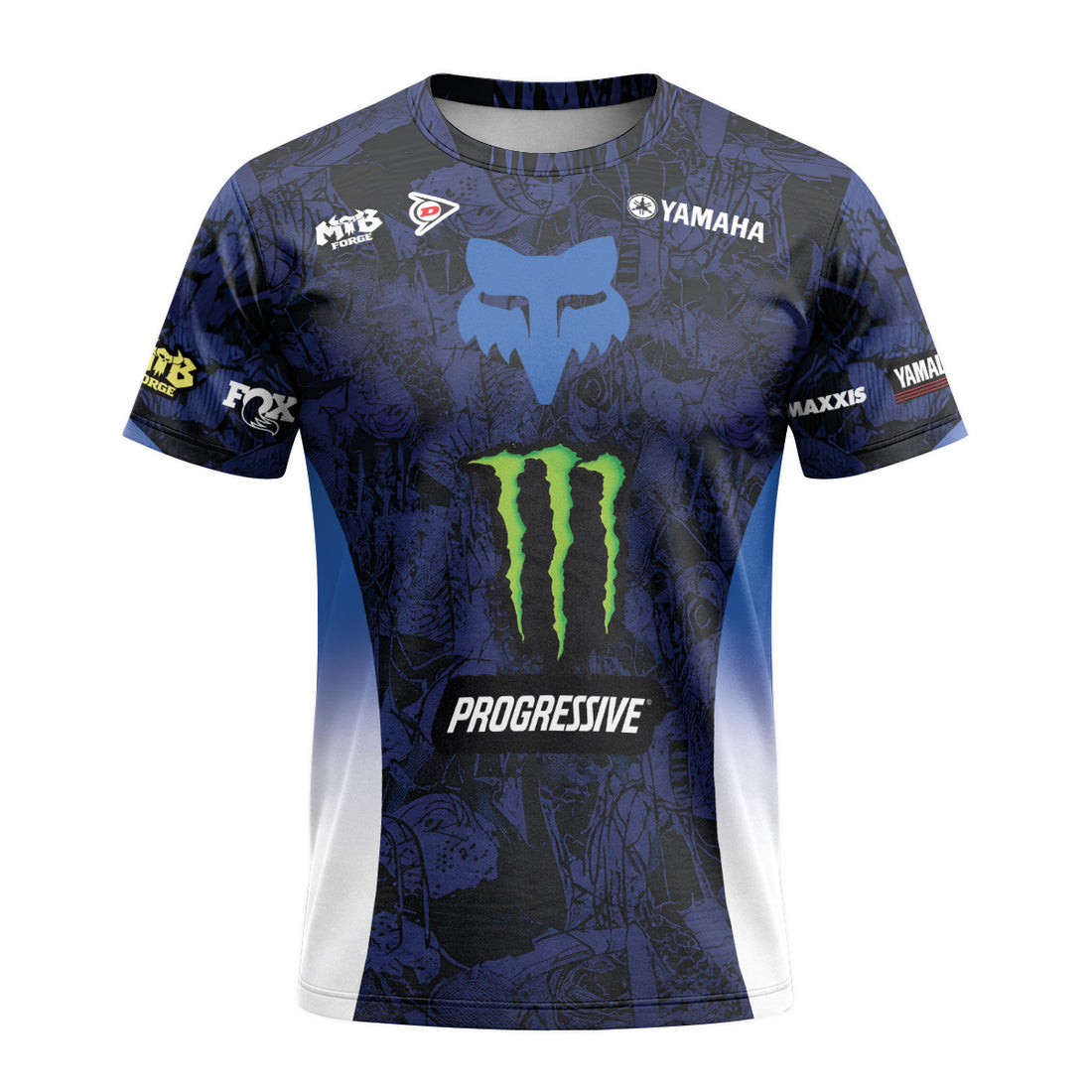 Deegan 38 Monster Energy Yamaha Blue Short Sleeve Motocross Jersey - front and back view