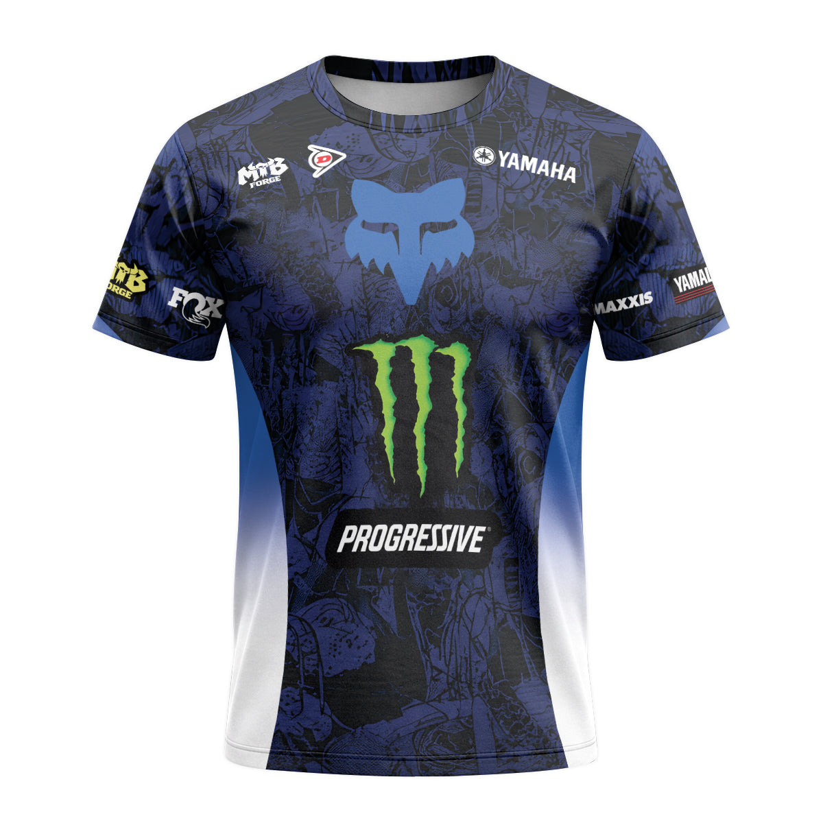 Deegan 38 Monster Energy Yamaha Blue Short Sleeve Motocross Jersey - front view mockup
