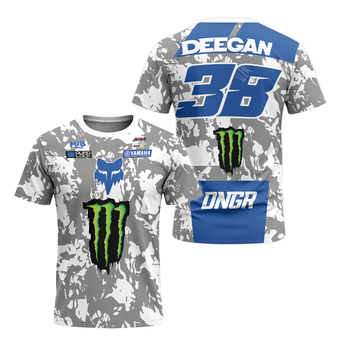 Deegan 38 Monster Yamaha Camo Short Sleeve Motocross Jersey - front and back view