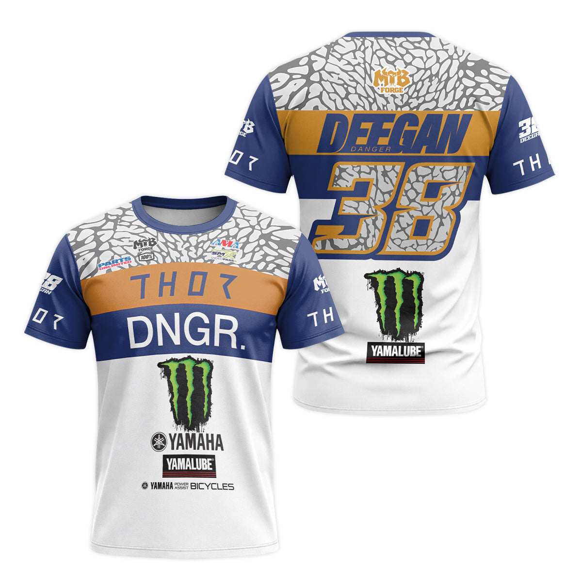 Deegan 38 Thor Yamaha Monster Energy Short Sleeve Motocross Jersey - front and back view