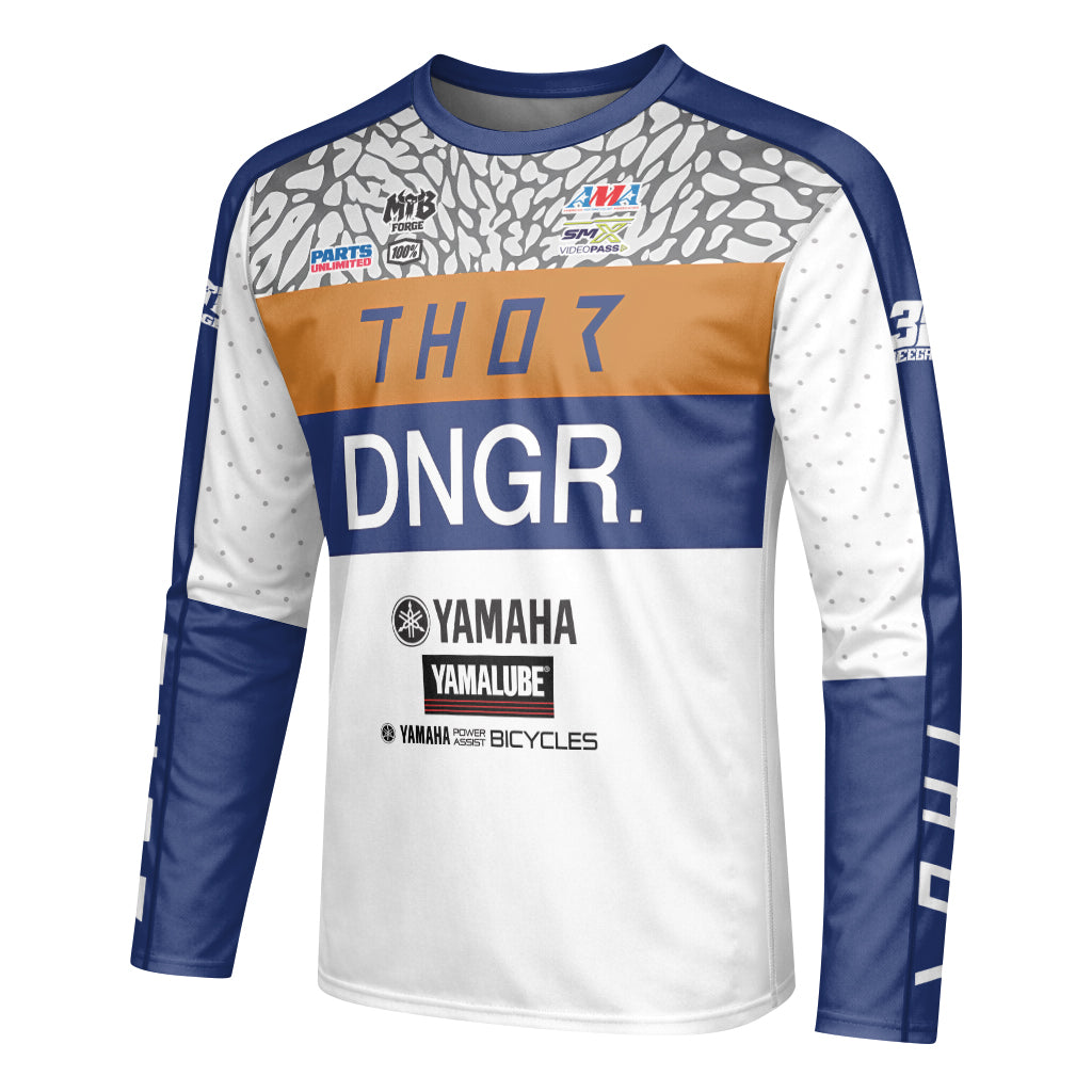 Deegan 38 Thor Yamaha Youth Long Sleeve Motocross Jersey – Left Side View Mockup