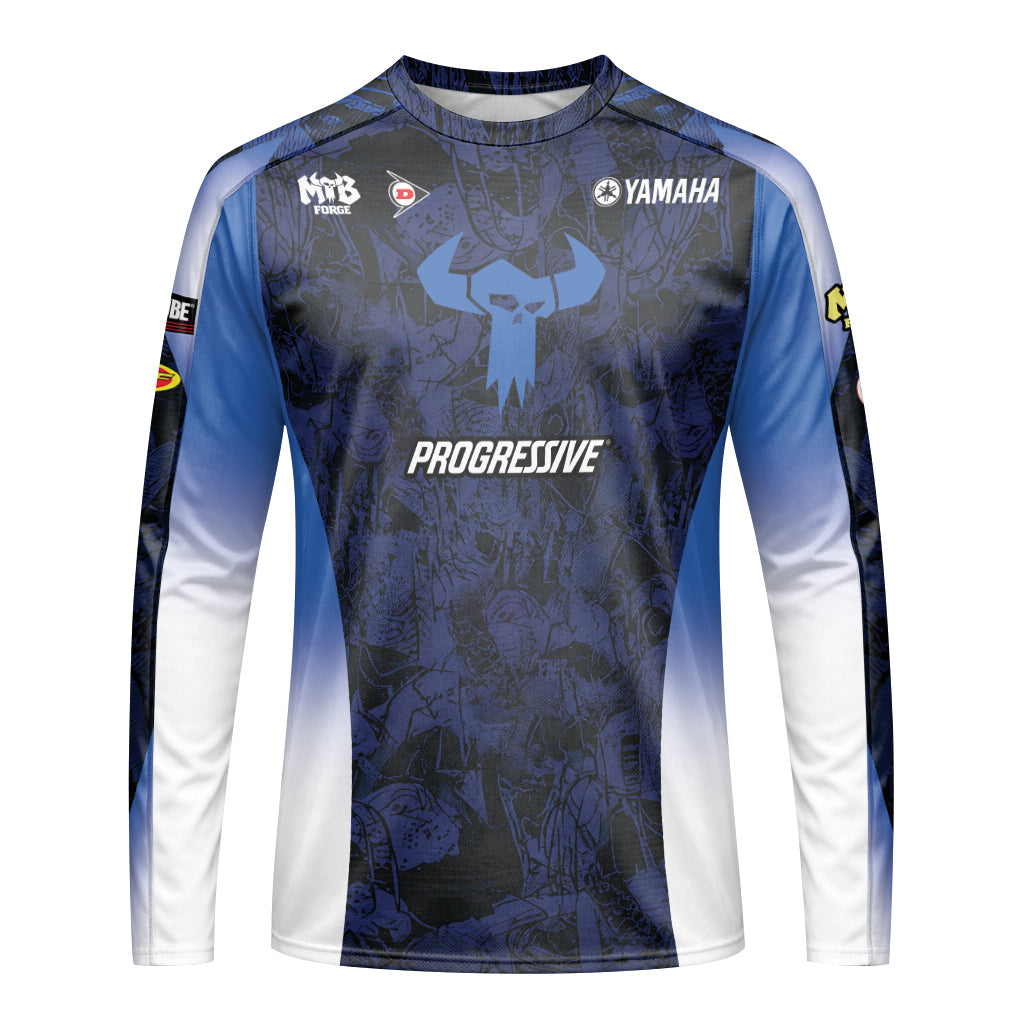 Deegan 38 Yamaha Blue Long Sleeve Motocross Jersey - front view mockup