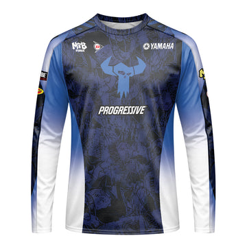 Deegan 38 Yamaha Blue Long Sleeve Motocross Jersey - front view mockup