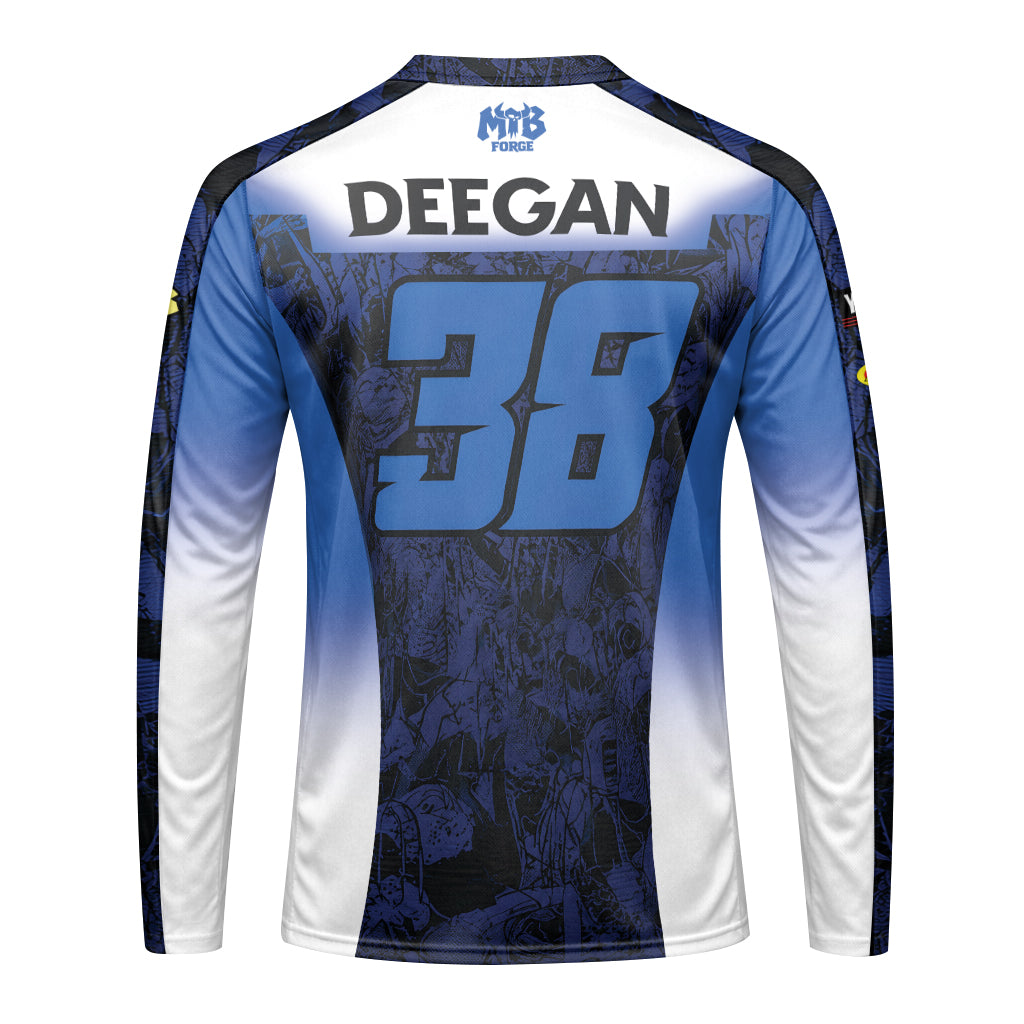 Deegan 38 Yamaha Blue Long Sleeve Motocross Jersey - back view mockup