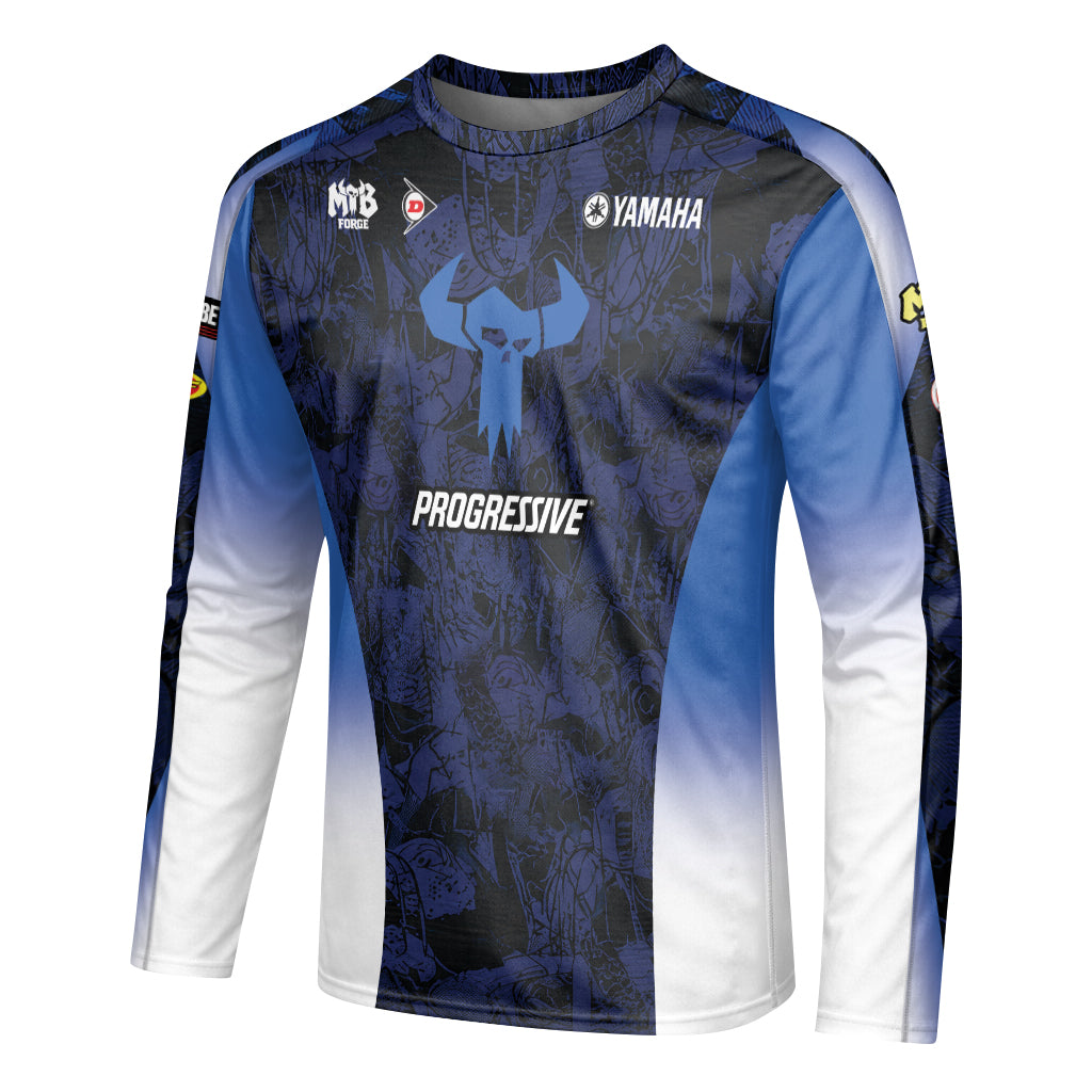 Deegan 38 Yamaha Blue Long Sleeve Motocross Jersey - left side mockup