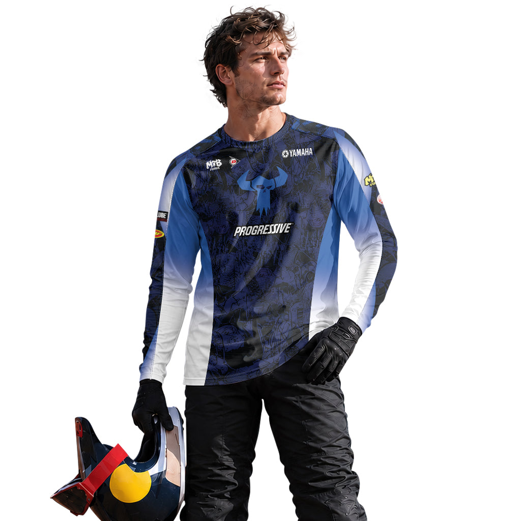 Deegan 38 Yamaha Blue Long Sleeve Motocross Jersey - lifestyle view
