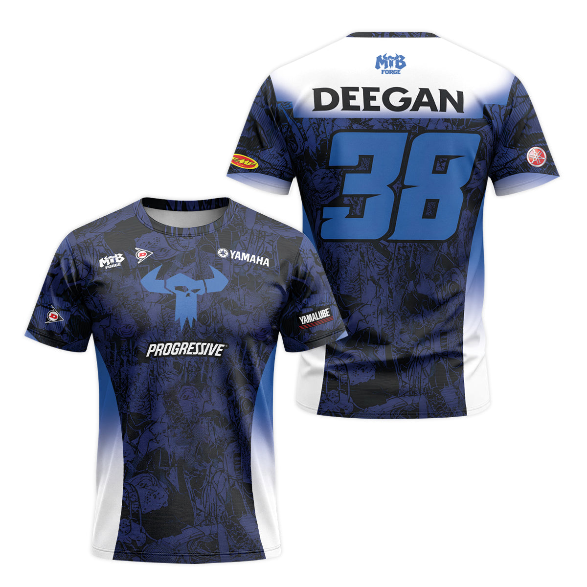 Deegan 38 Yamaha Blue Short Sleeve Motocross Jersey - front and back view