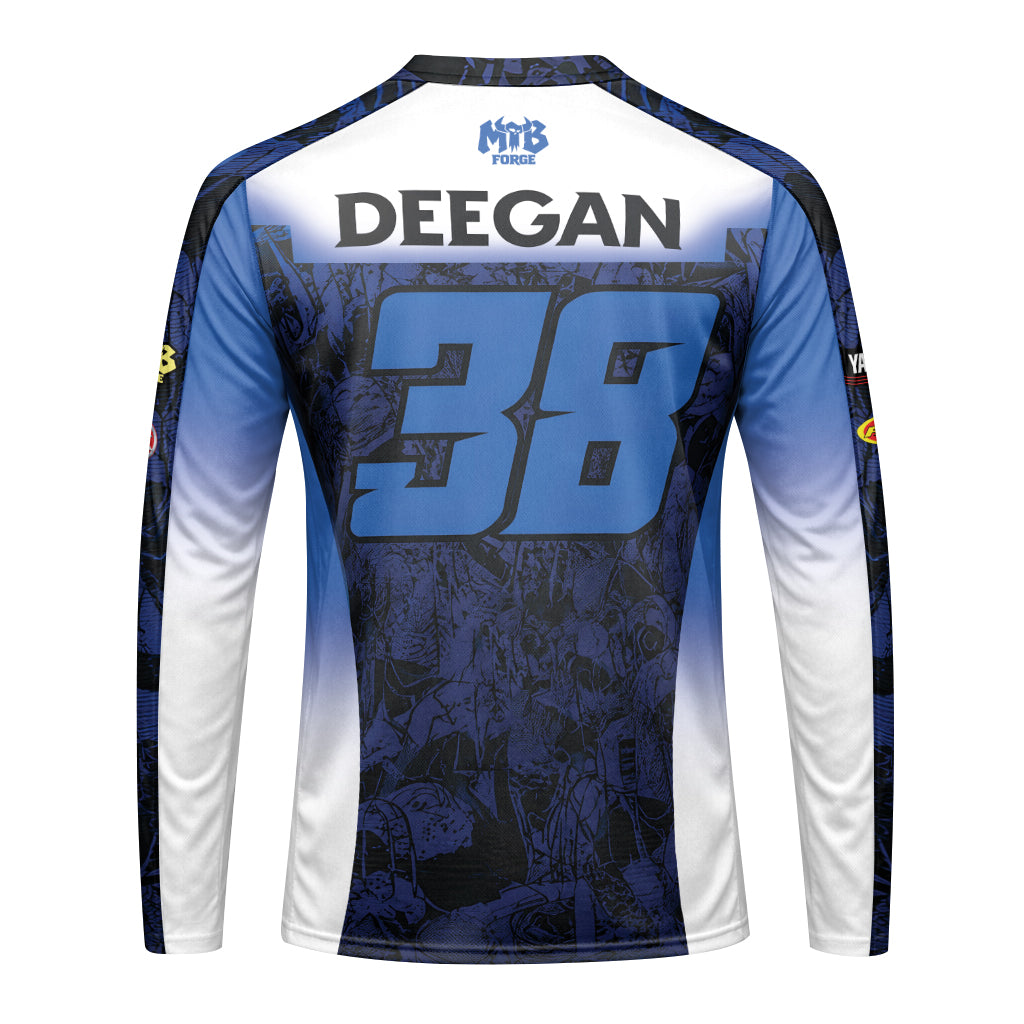 Deegan 38 Yamaha Blue Youth Long Sleeve Motocross Jersey – Back View Mockup