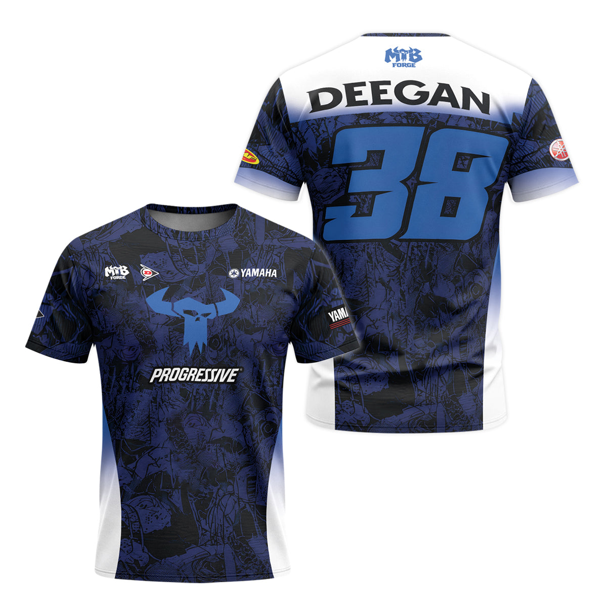 Deegan 38 Yamaha Blue Youth Short Sleeve Motocross Jersey – Front and Back View