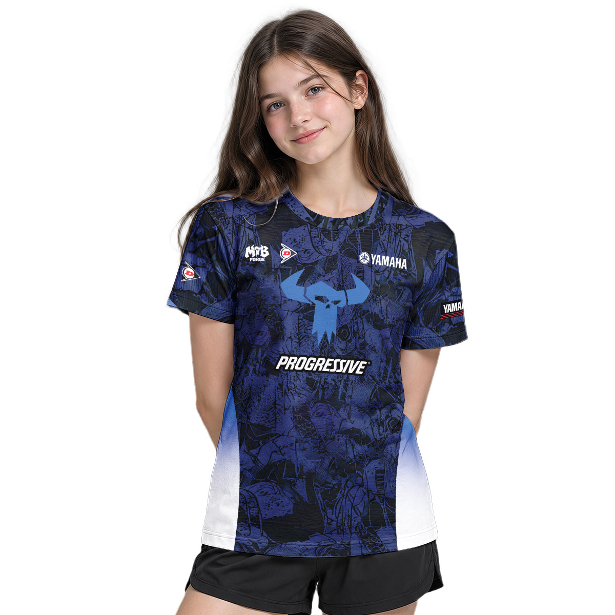 Deegan 38 Yamaha Blue Youth Short Sleeve Motocross Jersey – Girl Lifestyle View